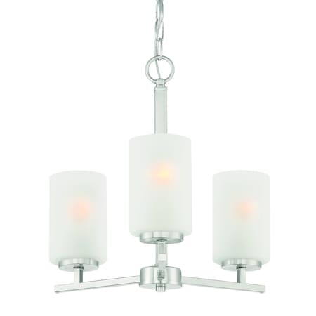 Designers Fountain Carmine 3 Light Contemporary Brushed Nickel with Etched Glass Shades Chandelier For Dining Rooms D239M-3CH-BN